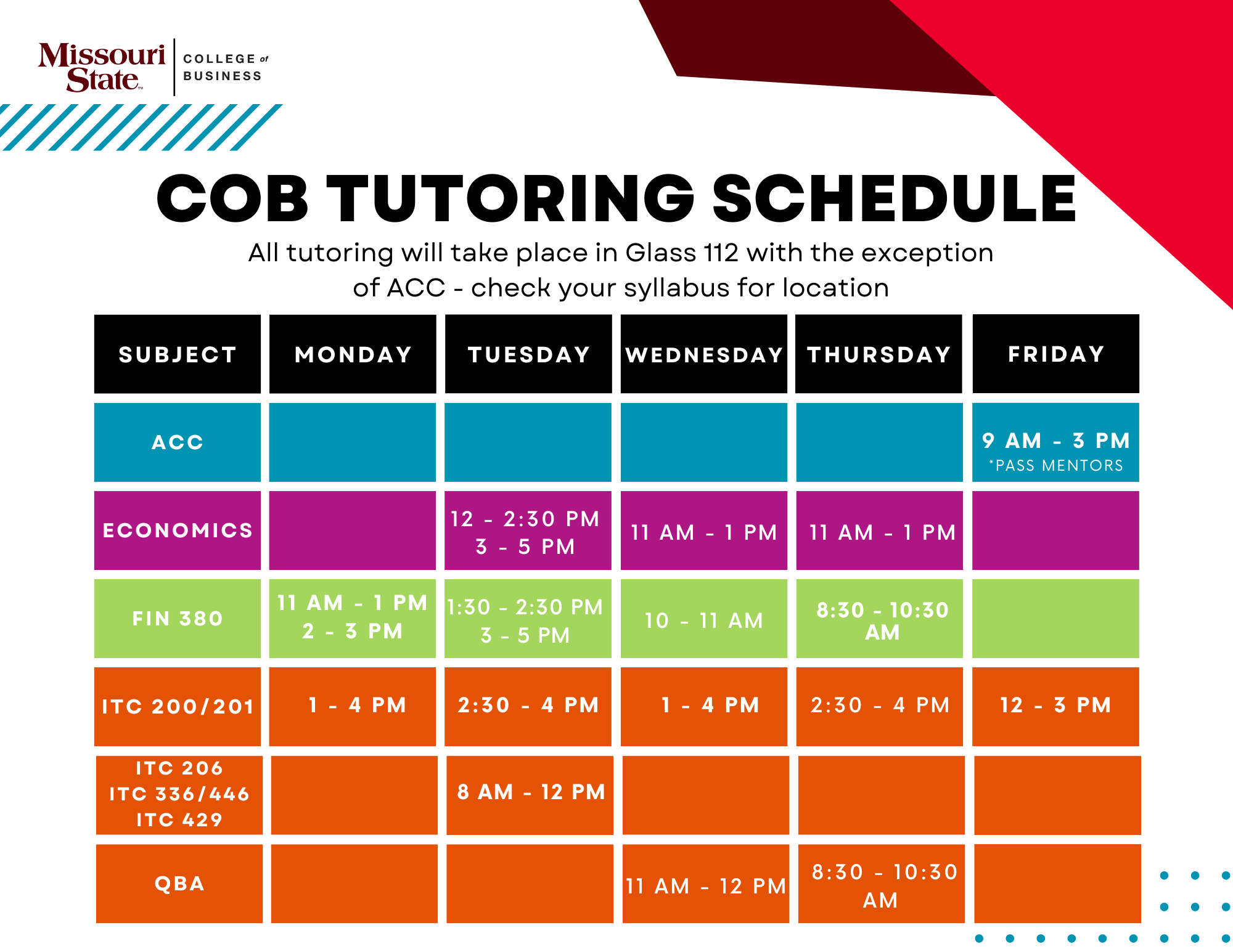 Tutoring Schedule